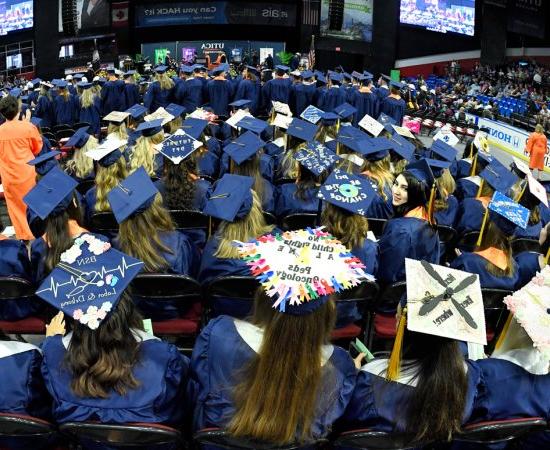 Fishbowl view of graduates at Undergraduate Commencement Ceremony, May 12, 2022.